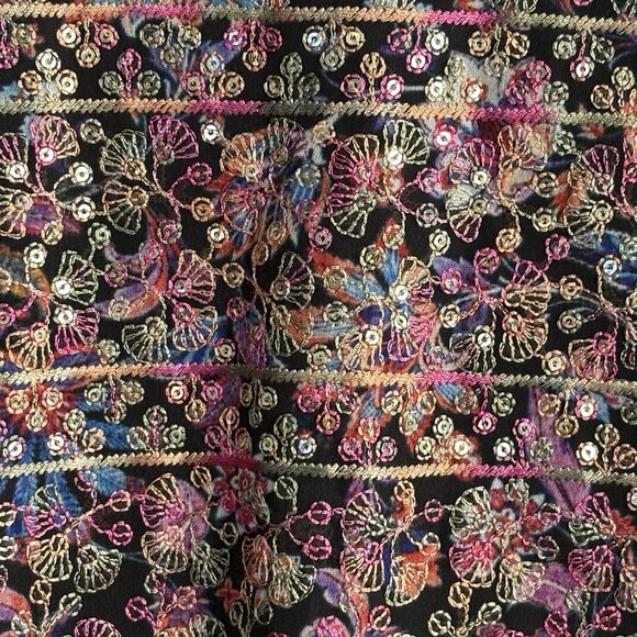 LABISA Women Tunic Top Long Ruffle Sleeves Embroidered Lined Sz L Black 5-7 - Picture 5 of 14